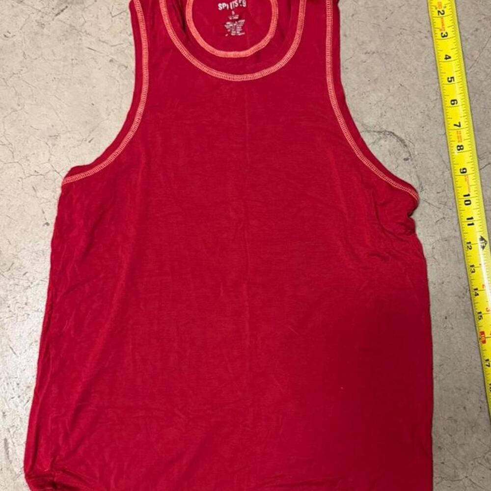 Red sp1its99 tank top